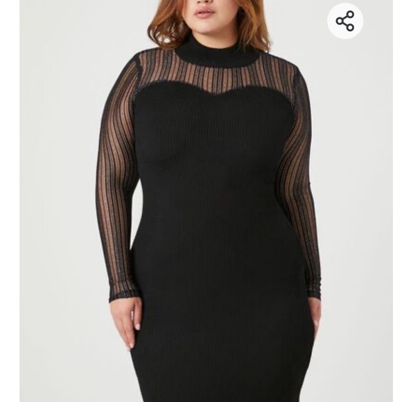 Plus Size Illusion Bodycon Midi Dress - Picture 4 of 6